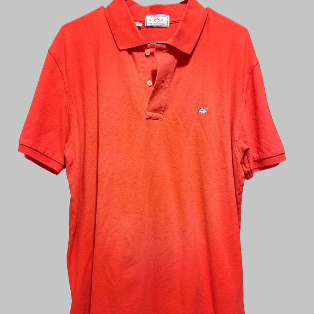 Southern Tide Skipjack Coral Orange Men's Polo Shirt - Classic Short Sleeve